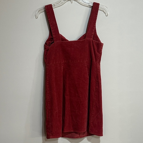 Red Couduroy Dress with Front Zipper Size L - Picture 4 of 6